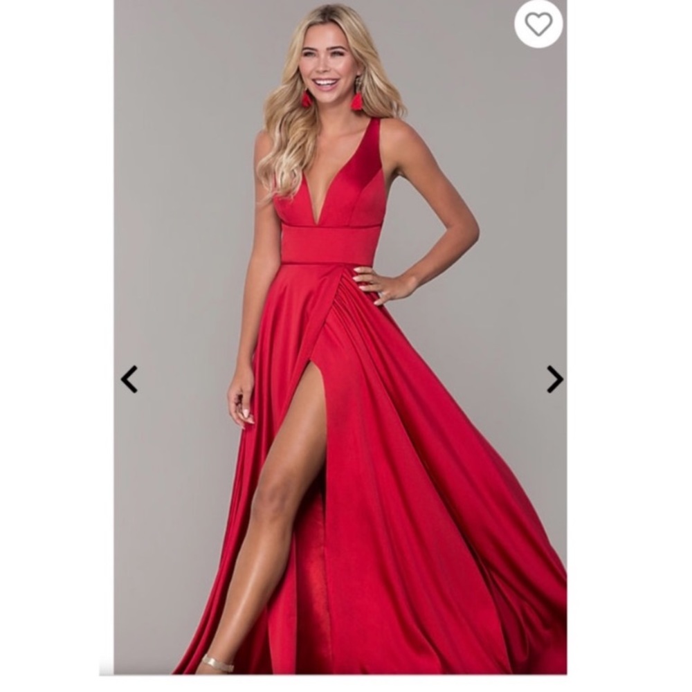Size 1/2 Red V-Neck Prom Dress